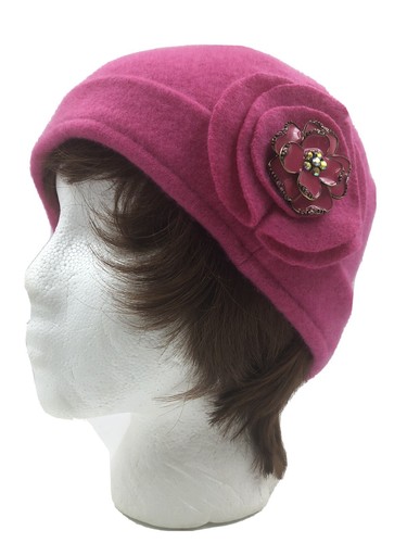 Handmade Felted Cashmere Cloche Hat Cap 