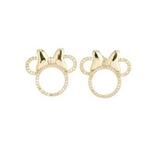 1.00 Ct Round Cut Simulated Diamond Minnie Mouse Earrings 14K Yellow Gold Plated