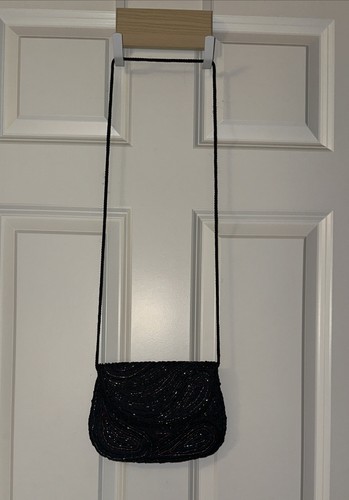 Vintage Black Beautifully Beaded Bag By Walborg, Multi-colored Beads, 8.5”x 6.5” - Picture 2 of 7