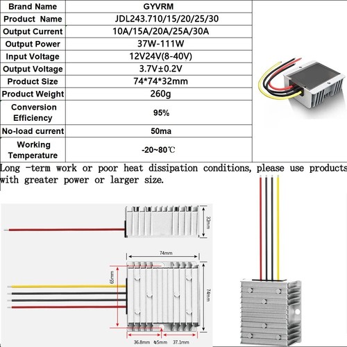 DC-DC Buck Converter 12V 18V 20V 24V to 3.7V 10A 15A 20A 25A 30A 100W Module - Picture 7 of 18