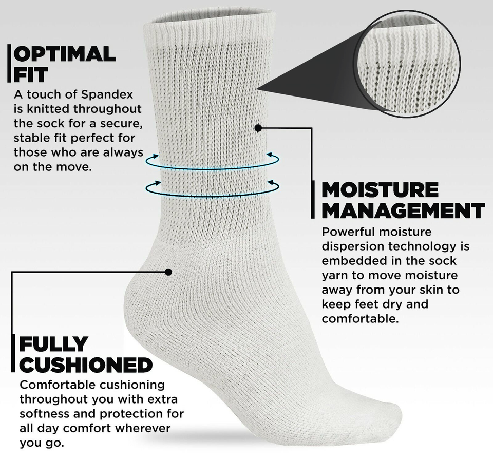 Calze Extra Larghe In Bamb&ugrave; Uomo Donna &ndash; Morbide, Traspiranti, Antimicrobiche &ndash; Confezioni Da 3, 6, 12 &ndash; UK 4-7 / 6-11