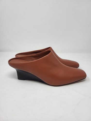 Vince Para Mujer Benita Mules Cuero Bronceado Puntera Cuadrada Sin Cordones Zapatos de Cuña 8,5 - Imagen 8 de 10