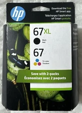 HP 67XL Black 67 Tricolor Ink Set 3YP30AN 3YM57AN 3YM55AN OEM Sealed Retail Box