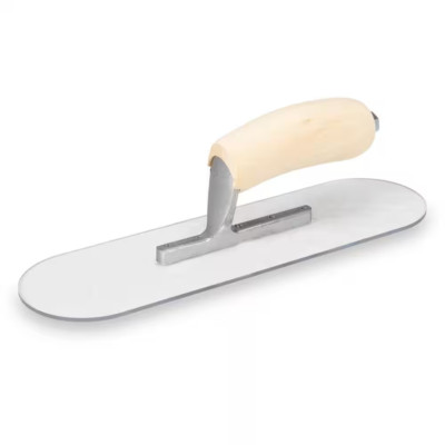Pool Trowel 12 In. X 3-1/2 In. Plastic Finishing Surfaces Curved Wood Handle