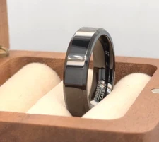 Personalized Ring Black Tungsten Anniversary Band Flat 6mm Comfort Fit Ring