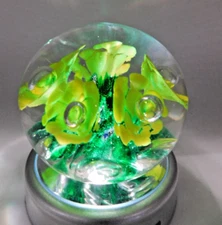 Vintage St. Clair Paperweight Yellow Flower Glass Paperweight Maude & Bob 1976