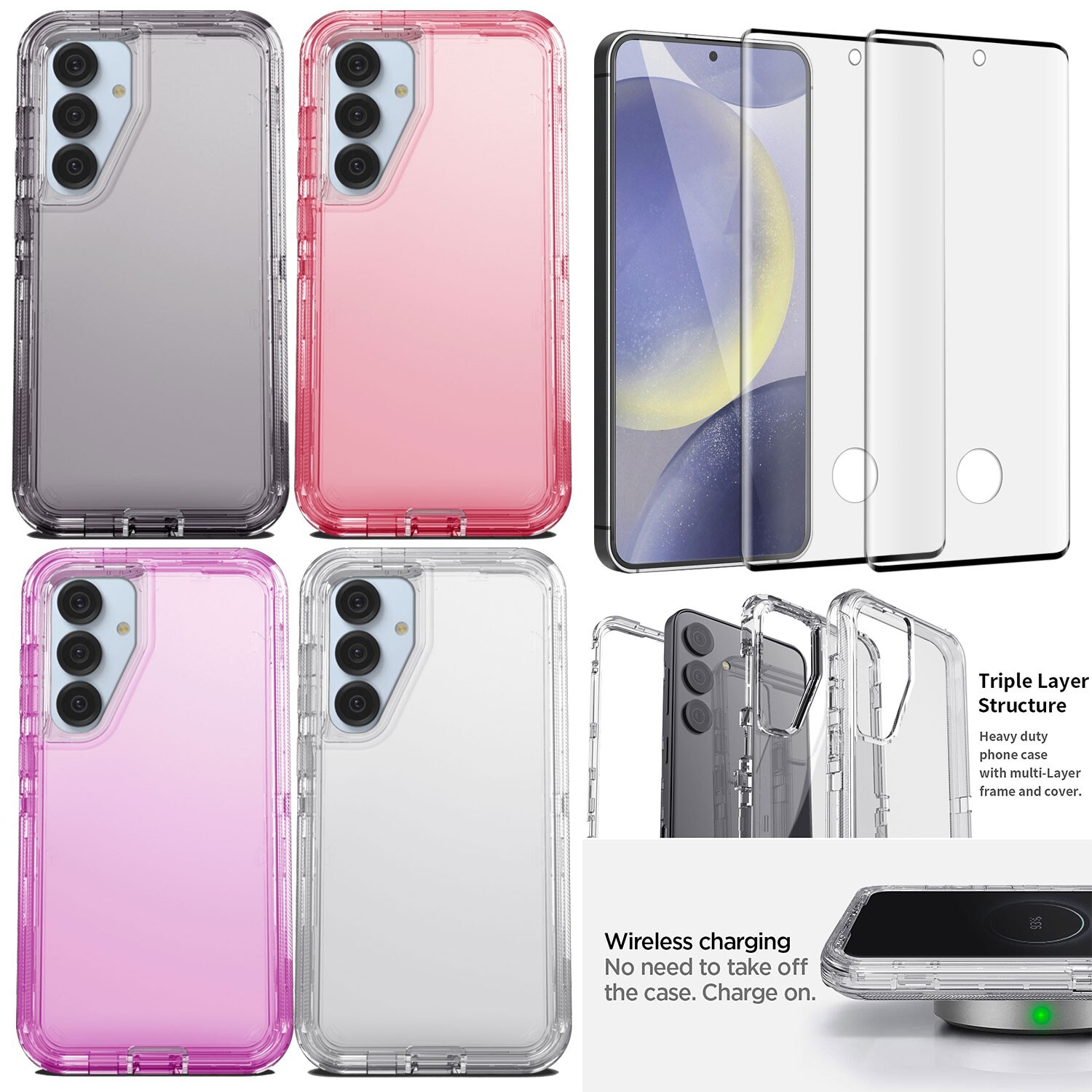 Crystal Clear Screen Protector & Case for Samsung Galaxy S25 Plus & Ultra