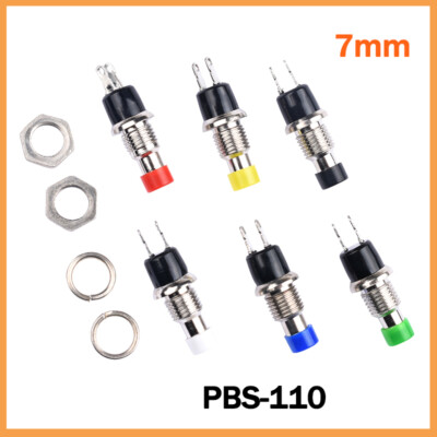 Druck Taster Knopf Schalter Push Button Switch Hupe Ø7mm 2 PIN 125V 250V OFF/ON