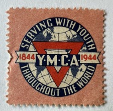 1944 YMCA CINDERELLA STAMP SERVING WITH YOUTH THROUGHOUT THE WORLD