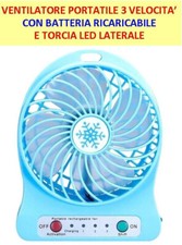 Ventilatore 3 Velocità Ricaricabile Portatile Led laterale Ventilatore Da Tavolo