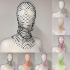 Rhinestone Masquerade Mask Mesh Face Head Cover Crystal Headwear Glitter