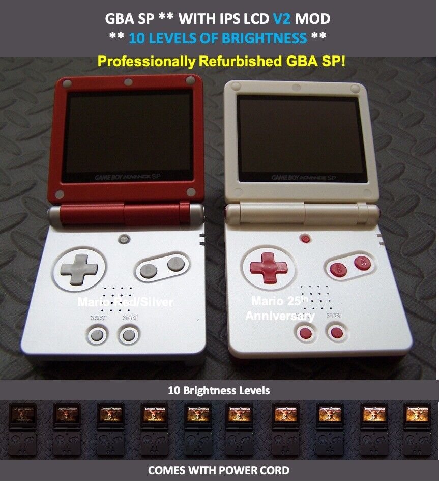 Nintendo Game Boy Advance GBA SP IPS Mod System 10 Levels 