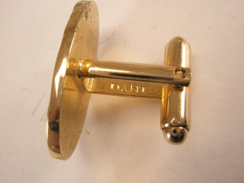 Genuine Green Jade Stone & Gold Tone Quality Vintage DANTE Cuff Links simple - Picture 7 of 7