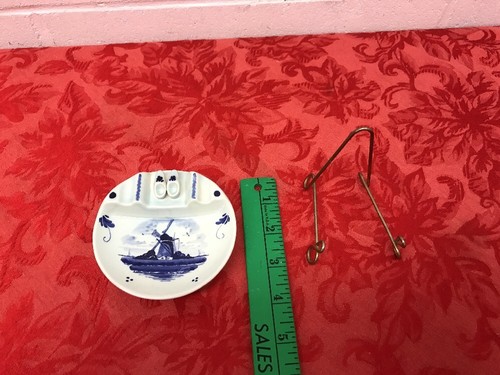 Posacenere vintage blu Delft con scarpe olandesi dipinto a mano dall'Olanda 3 7/8" - Foto 6 di 6
