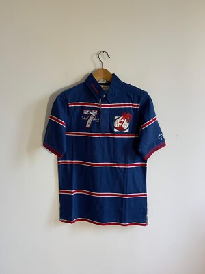Mud & Glory Poloshirt Mod. Fidschi. Größe S. 100% Baumwolle. Farbe blau mit Horizont Streifen