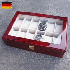 Uhrenkoffer Uhren Box Holz f&uuml;r 12 Uhren Uhrenkasten Uhrenschatulle Uhrentruhe DE