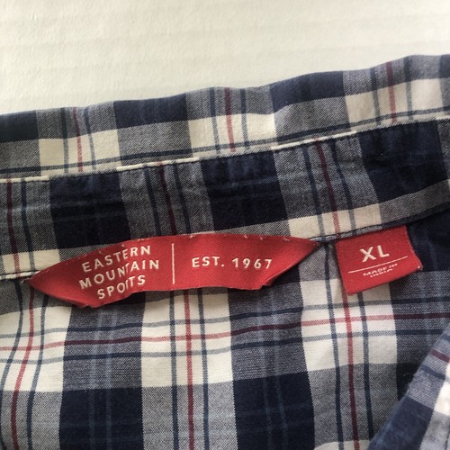 Eastern Mountain Spots Blue Plaid Button Up Shirt Short Sleeve Sz XL A3719 - Picture 3 of 4