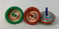 Lot Of Three Toy Spinning Tops Metal And Plastic 2 From Coca-Cola