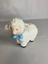 Sheep lamb blue bow porcelain piggy bank