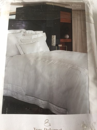 Yves Delorme LATTICE BLANC DUVET COVER SET KING 400TC PALACE COLLECTION LUXURY - Picture 8 of 11