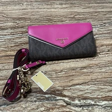 Michael Kors Wild Berry Wallet Wristlet Monogram Envelope Phone Wallet Crossbody
