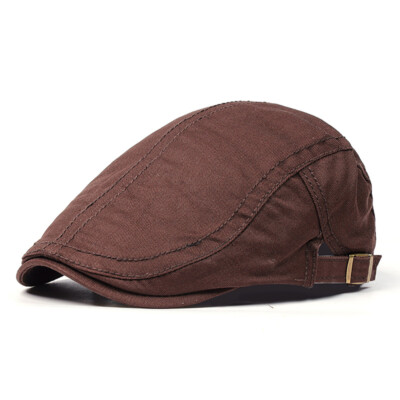 Solid Cotton Newsboy Gatsby Cap Golf Driving Summer Sun Flat Cabbie Mens Ivy Hat