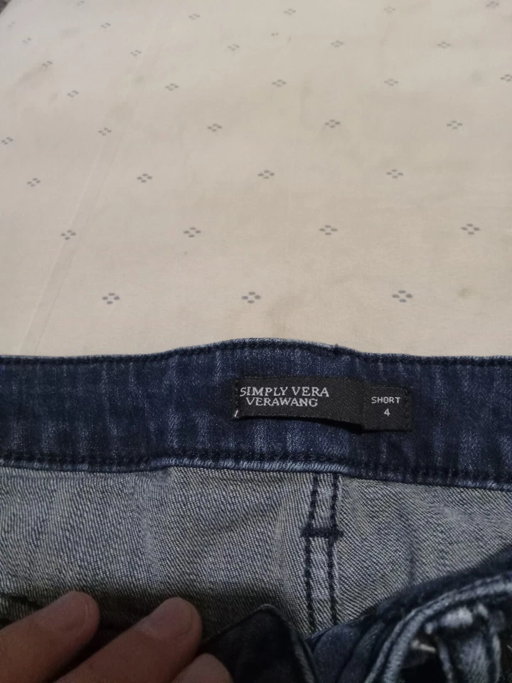Pantalones cortos con puños Simply Vera para mujer talla 4 azul Jean Foto 4 de 4