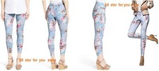 HUE Women's Leggings Floral Super Smooth Denim Skimmer XS, S, M