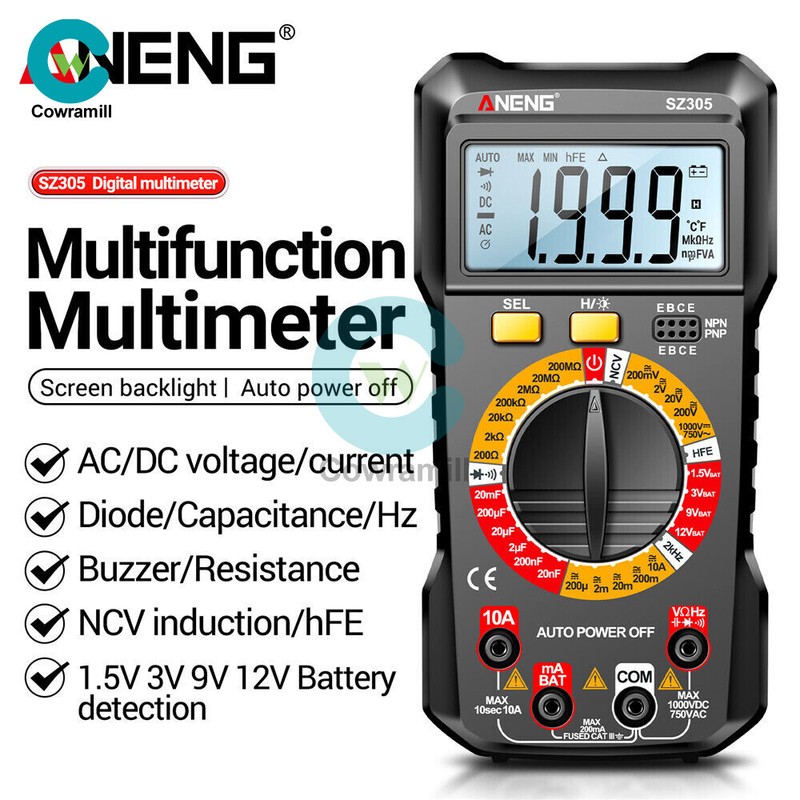 ANENG SZ304/SZ305 Digital Multimeter NCV AC/DC Votage Current Ohm Hz Diode Meter