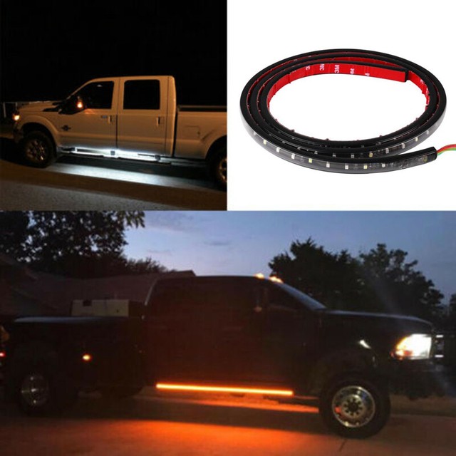 1PCS 48" Amber White Running Board LED Light Strip Side Step Bar for