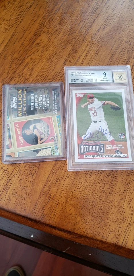 Tarjeta Topps Million 2010 Stephen Strasburg tarjeta automática radiocontrol 104/299. Con pieza de juego Foto 4 de 4