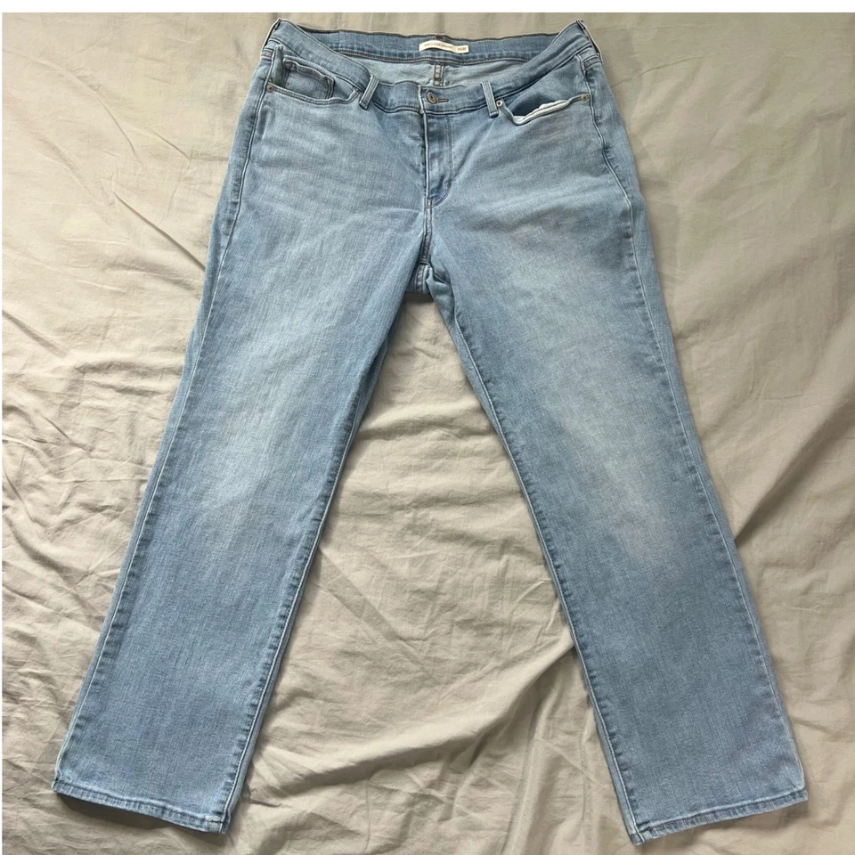 Pantalones de mezclilla rectos clásicos para mujer LEVI'S 414 lavado claro talla 16W elásticos 34x29 Foto 2 de 4