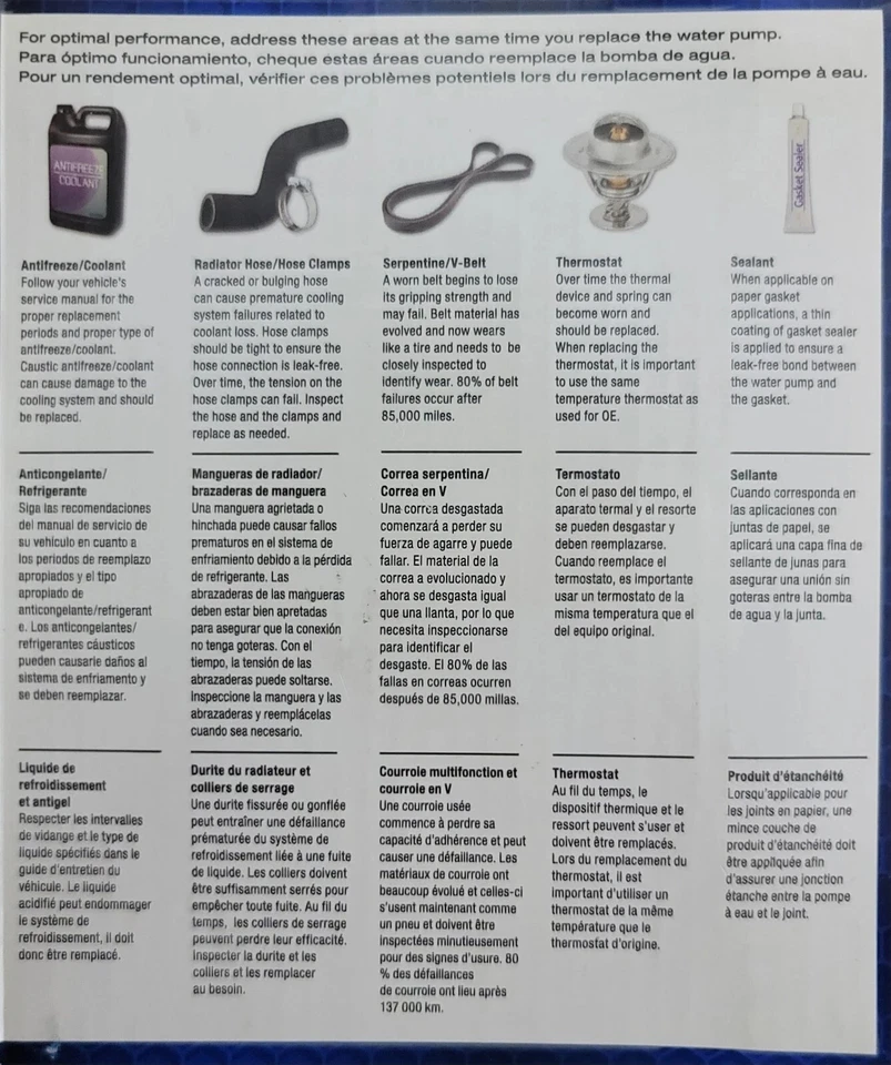 Bomba de agua T1237 CARQUEST L4 1,8 L Corolla Matrix Vibe xD Toyota Scion 2008 - 14! Foto 4 de 4