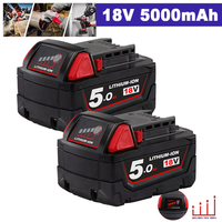 2X 18V FüR Milwaukee M18 Akku M18B6 Xc 5,0 Ah Li-Ion 48-11-1860 48-11-1852 De
