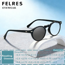 Round Photochromic Reading Glasses Men Women Outdoor Color Change Eyewear New