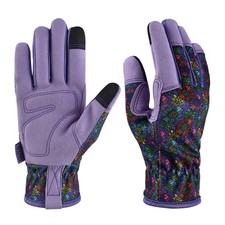 OIZEN Gardening Gloves for Women and Men,Garden Large, Purple Flower