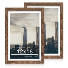 12x18 Picture Frame Set of 2, 12 x 18 Wood Poster Frames with Mat for 11x17, ...