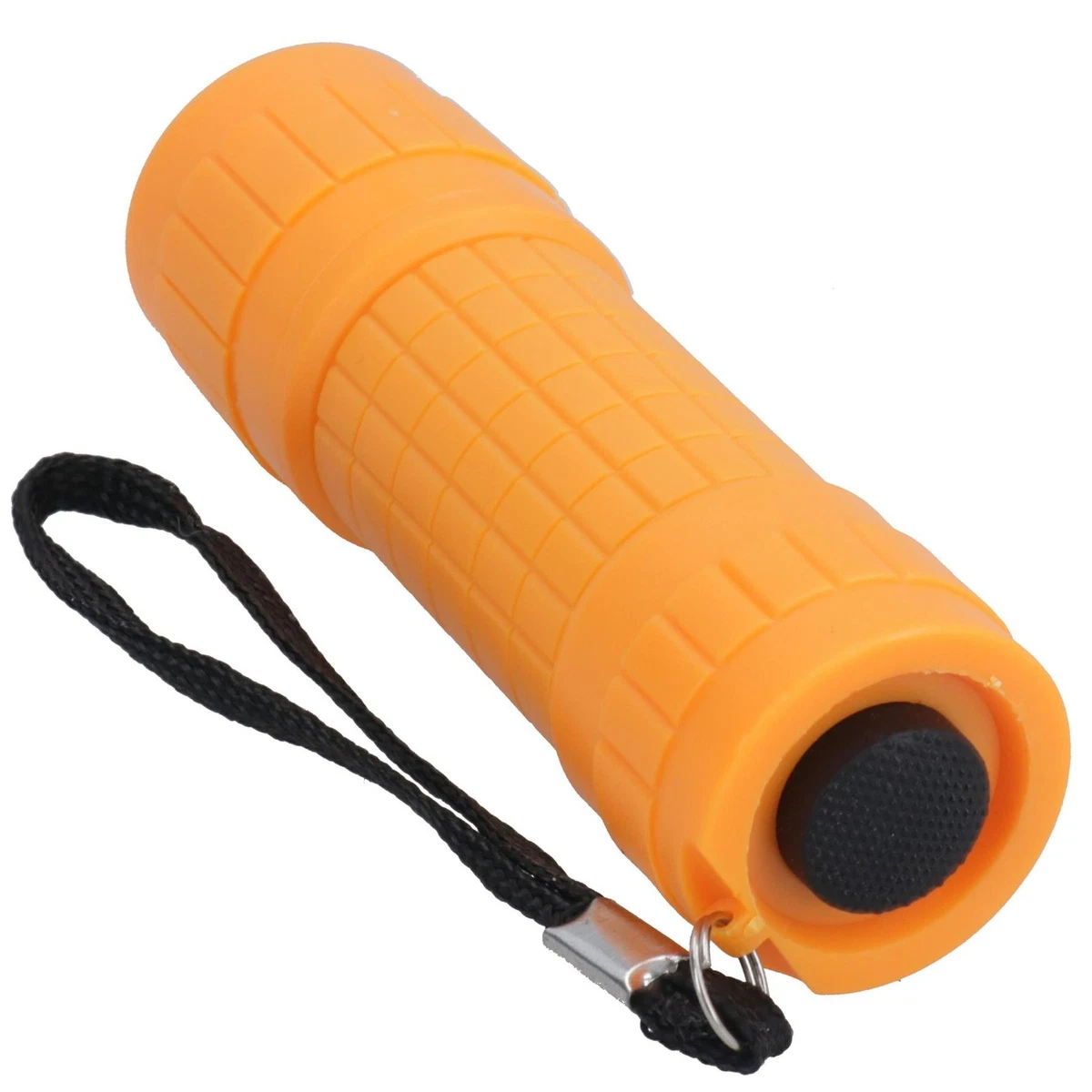 9 LED Naranja Antorcha Luz Mini Linterna Camping Senderismo Estuche de Goma