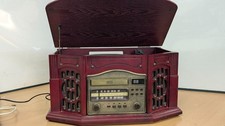 Retro Antique-Style Music Entertainment Center Cabinet – Turntable, Radio & CD
