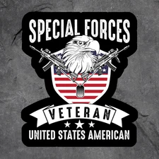 Veteran sticker vinyl decal special forces eagle guns USA patriotic pride