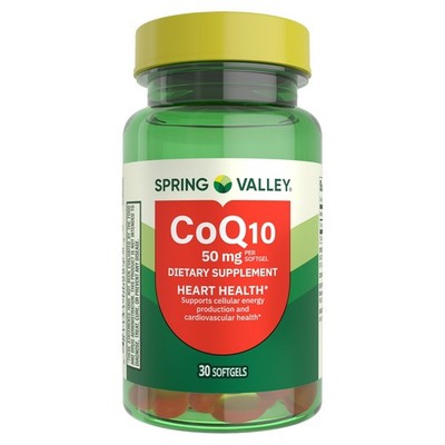 Spring Valley CoQ10 Dietary Supplement Softgel for Heart Health, 50 mg 30 Count
