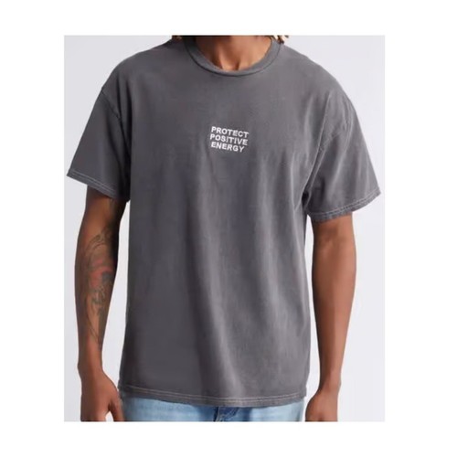 BDG Protect Positive Energy Embroidered ray T-Shirt Charcoal Gray Size Large - Bild 2 von 3