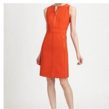 Tory Burch Sheath Dress Mariel 4 Orange Red NWOT Sleeveless Zip Pocket