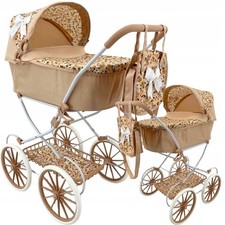 Retro Deep Dolls Pram Stroller + Bag - High Quality, Folding