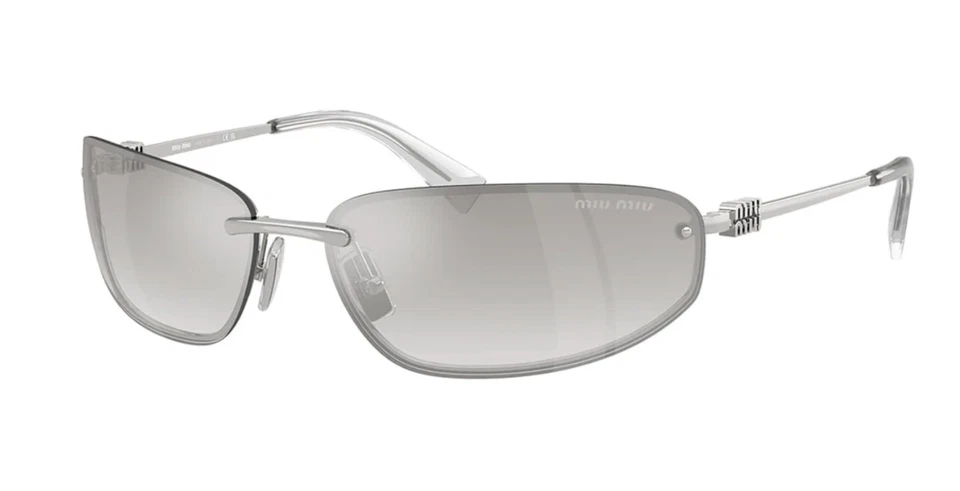 Gafas de sol Miu Miu MU A50S 1BC8H1 unisex rectangulares en plata con lente gris 100 % Foto 2 de 4