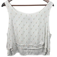 Rails White Pineapple Print Tiered Sleeveless Tank Top Womens Size Medium Flaw