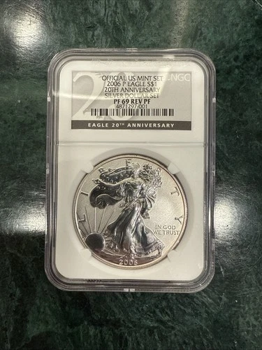2006-P Reverse Proof American Silver Eagle 20th Anniversary $1 Dollar NGC PF69