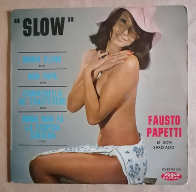 FAUSTO PAPETTI und sein Altsaxophon: SLOW 7'' EP VOGUE DURIUM 1965 Sexy Cover VG+/VG