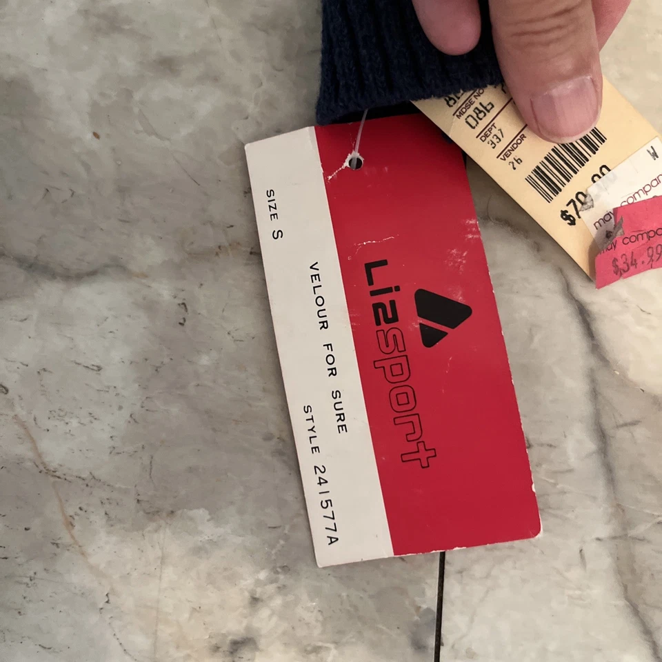 Vintage NWT Liz Claiborne Stripe Blue Velour Top & Skirt 1980s - Image 4 of 4