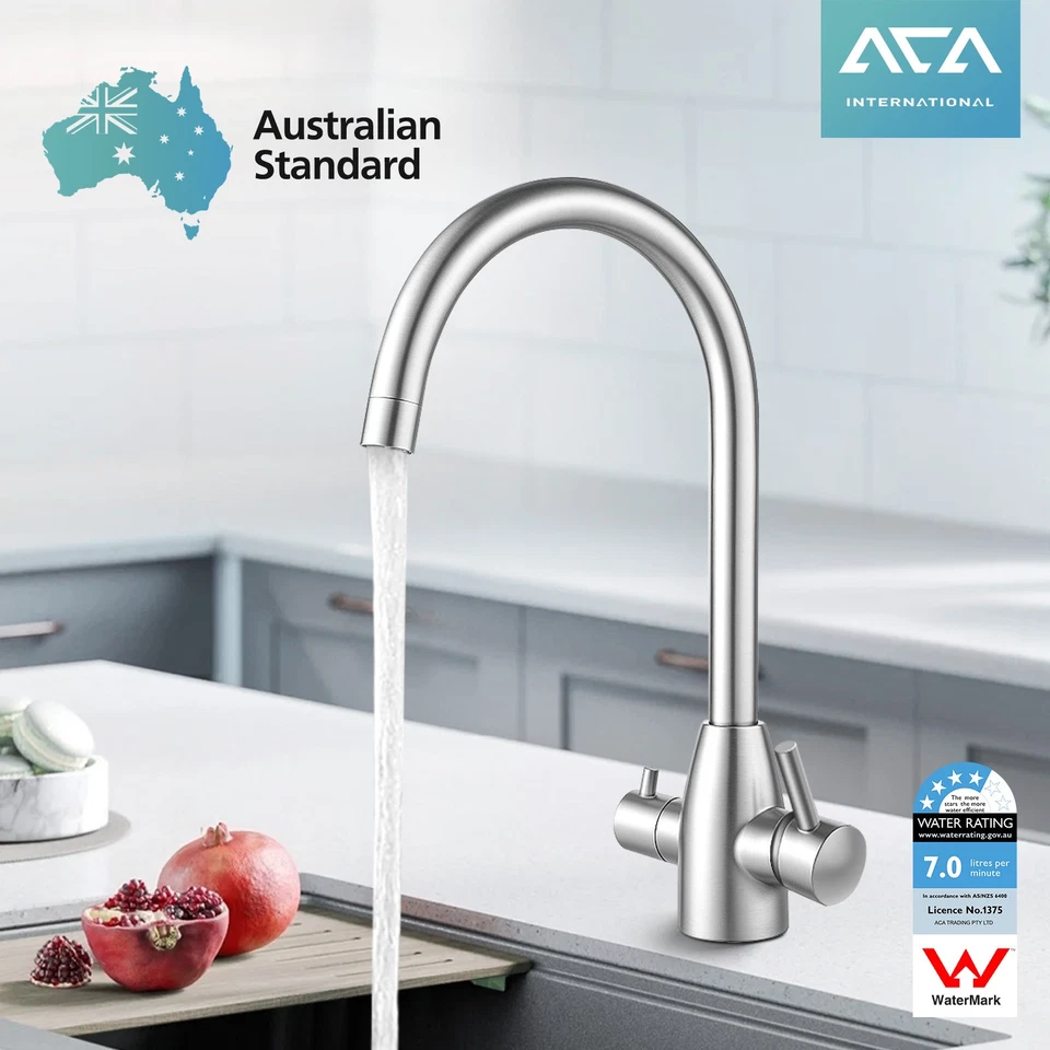 ACA 3 Way Pure Drinking Water Kitchen Sink Mixer Tap Brushed Filter Faucet